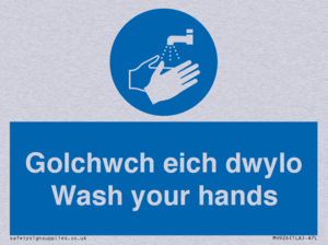 golchwch eich dwylo / wash your hands - safety sign